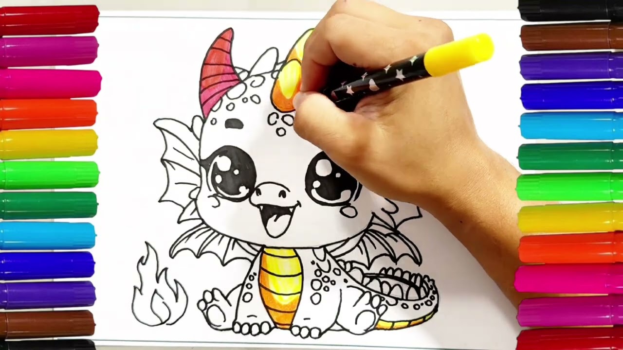 Colorindo um dragão com cores IMPACTANTES 🔥💜🎨