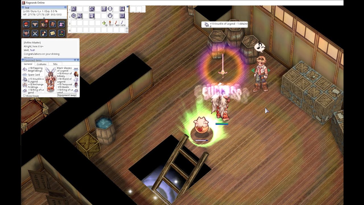 Ragnarok Offline [Class3 Renewal] l ใช้ตั๋วตีบวก อาวุธ และ ของสวมใส่ เลือกระดับการตีบวกได้ ตีติด100%