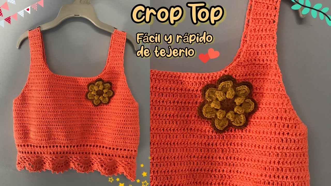 Crop Top 🦋 a Crochet paso a paso 🦋 talla &ldquo;S&rdquo;dise&ntilde;o abanico🦋R&aacute;pido y F&aacute;cil