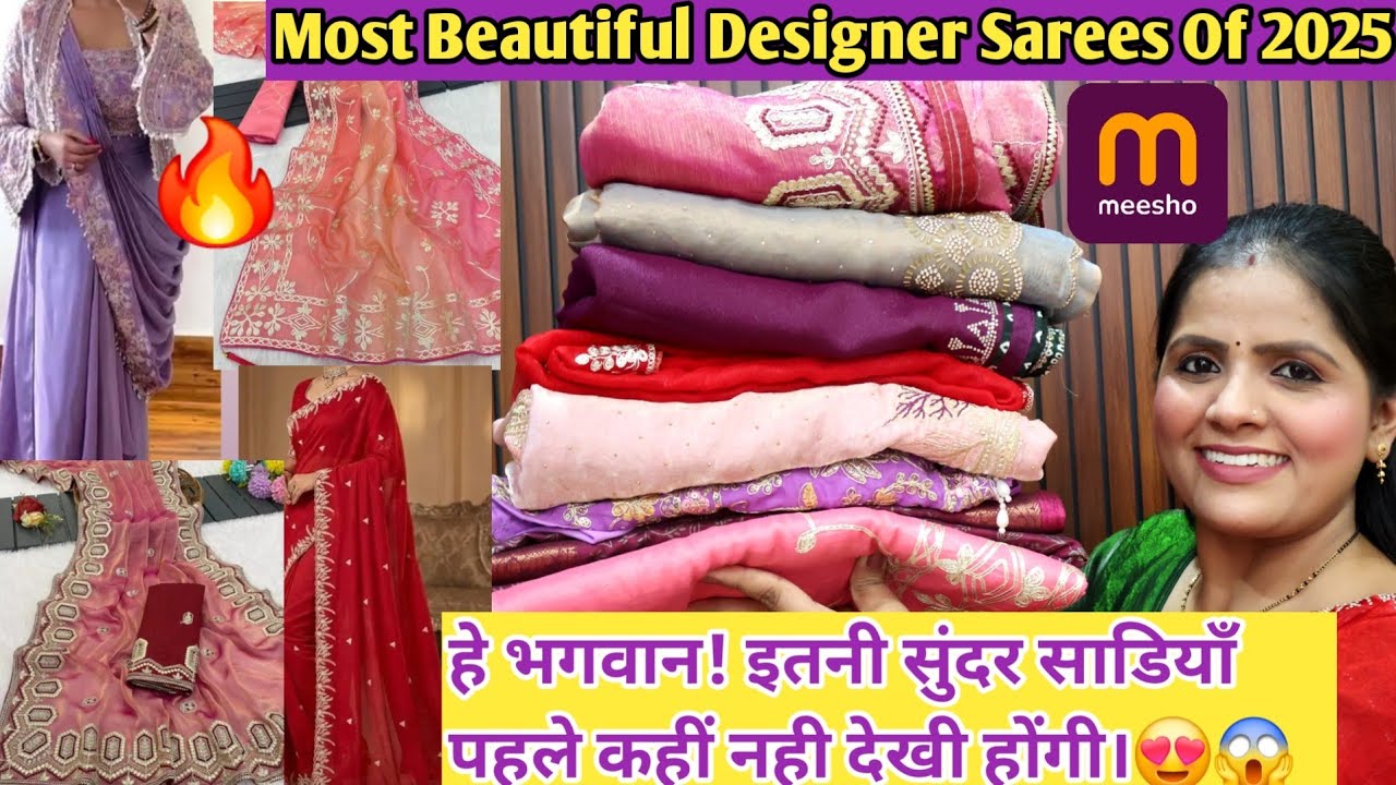 🤩HUGE Meesho Designer Saree Haul | Ready to Weear | Readymade Blouse | Handwork | Affordable 🎉