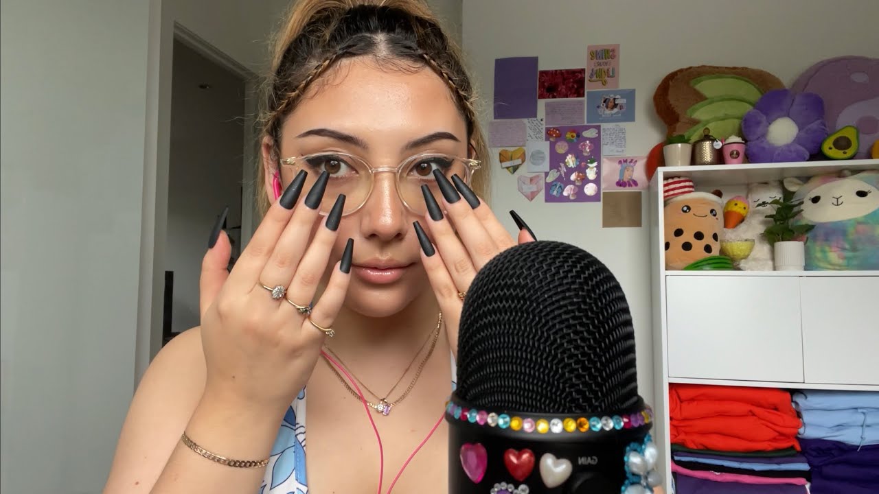 ASMR glasses, teeth, and nail on nail tapping 💛 | Whispered