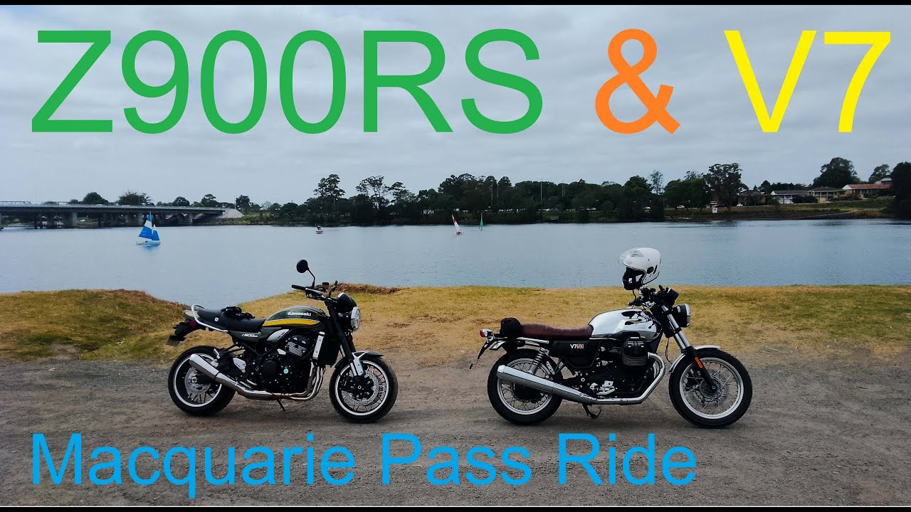 Летняя прогулка на мотоциклах Moto Guzzi V7 и Kawasaki Z900RS по перевалу Маккуори.