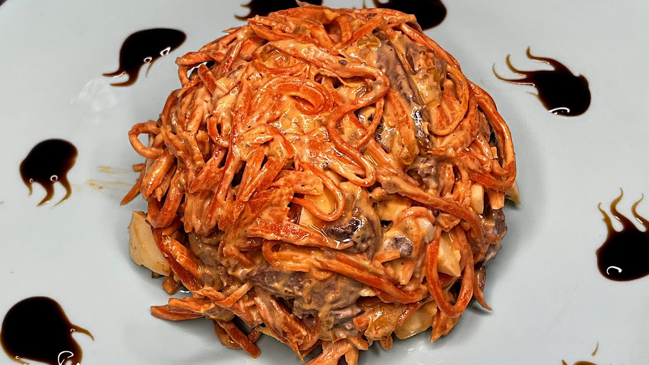 Salad with chicken liver. Just 4 ingredients