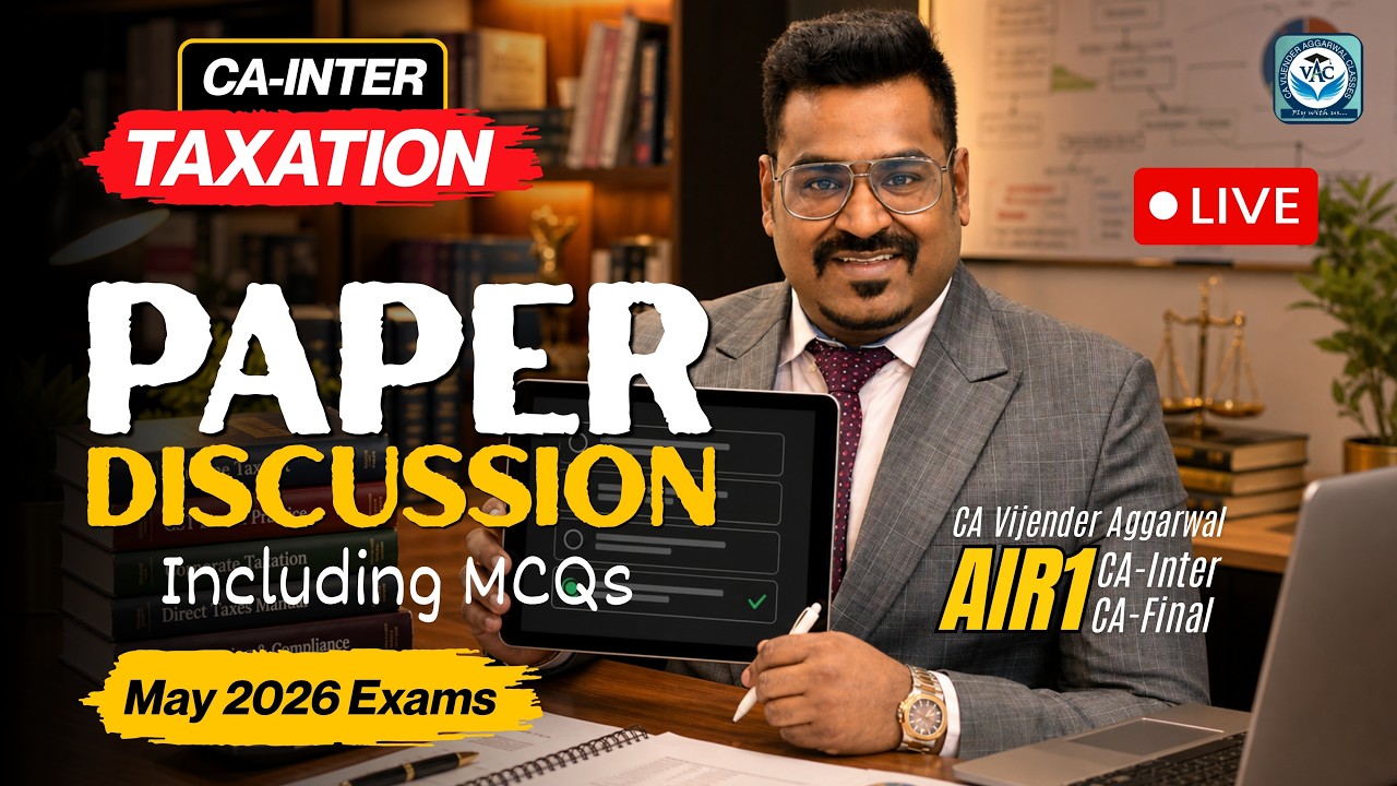 CA-Inter | May 2026 Taxation Paper | Question Paper Analysis Including MCQs | CA Vijender Aggarwal