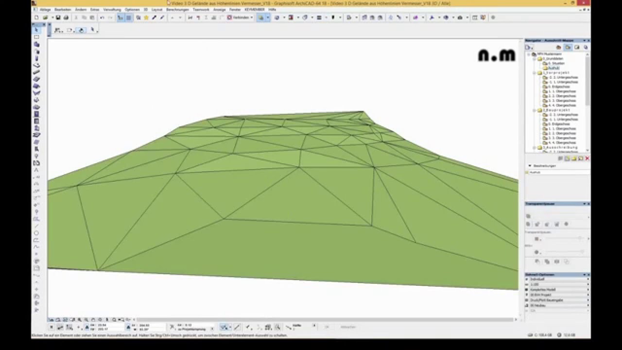 Archicad Tutorial, 3D-Geländemodel aus 2D-Höhenlinien erzeugen