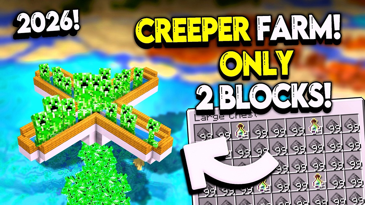 10 300 w 5 minut! NAJLEPSZA nowa farma CREEPER&Oacute;W do Minecraft +1.21/26.1!