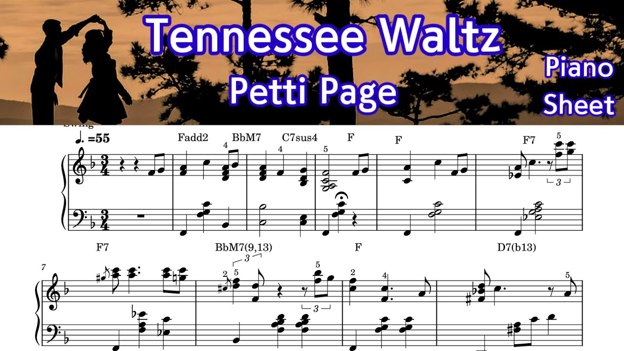 Tennessee  Waltz/  Patti Page/Piano Sheet Music /  by SangHeart Play