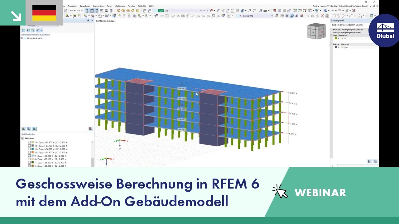 Geschossweise Berechnung in RFEM 6 mit dem Add-On Gebäudemodell