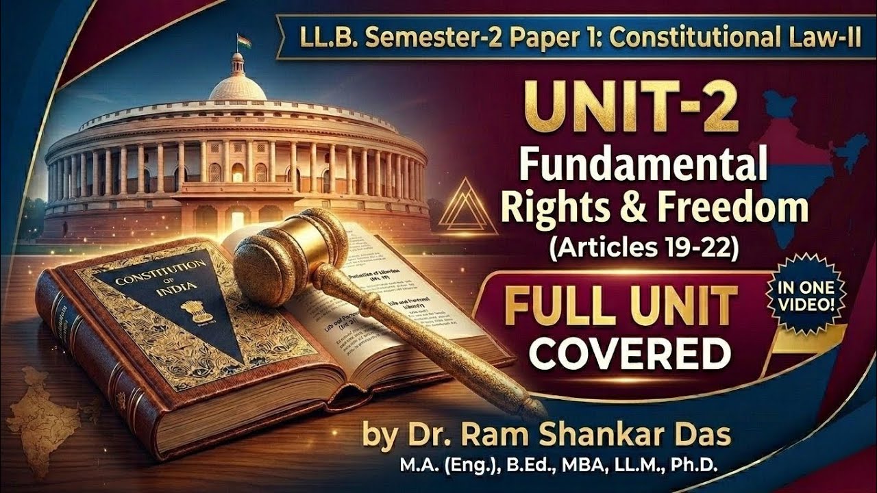 LL.B. Semester-2 || Paper-1: Constitutional Law-II || Unit-2 || LAW || By Dr. Ram Shankar Das