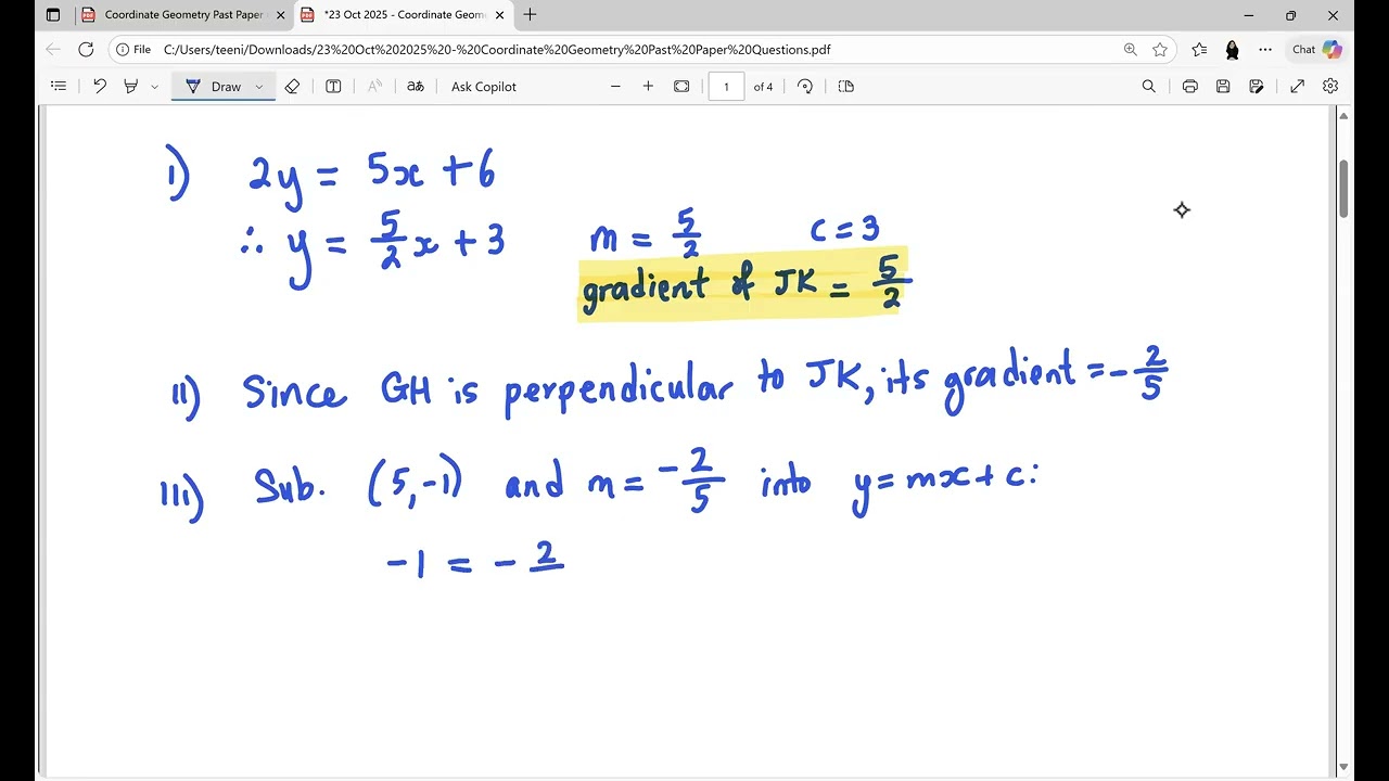 Form 5 Math Coordinate Geometry - CSEC Past Paper Practice