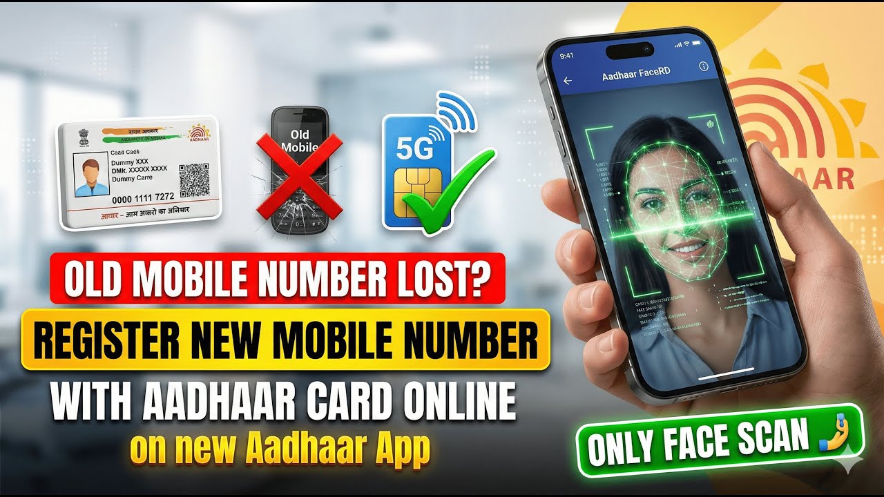Register New Mobile Number with Aadhaar Card Online Without Old Number using Aadhaar App