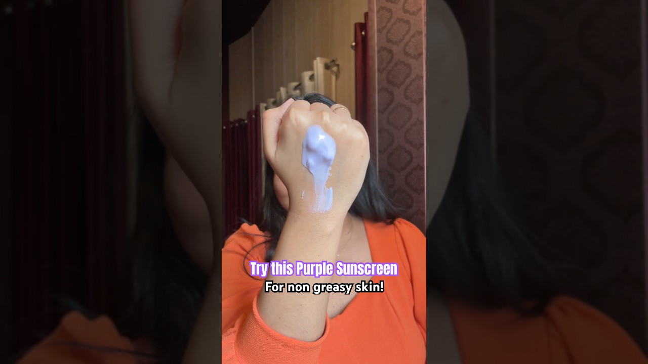 Trying new Sunscreen 🧴😱 |non greasy skin | #purple skincare #dermdoc viral sunscreen #shorts