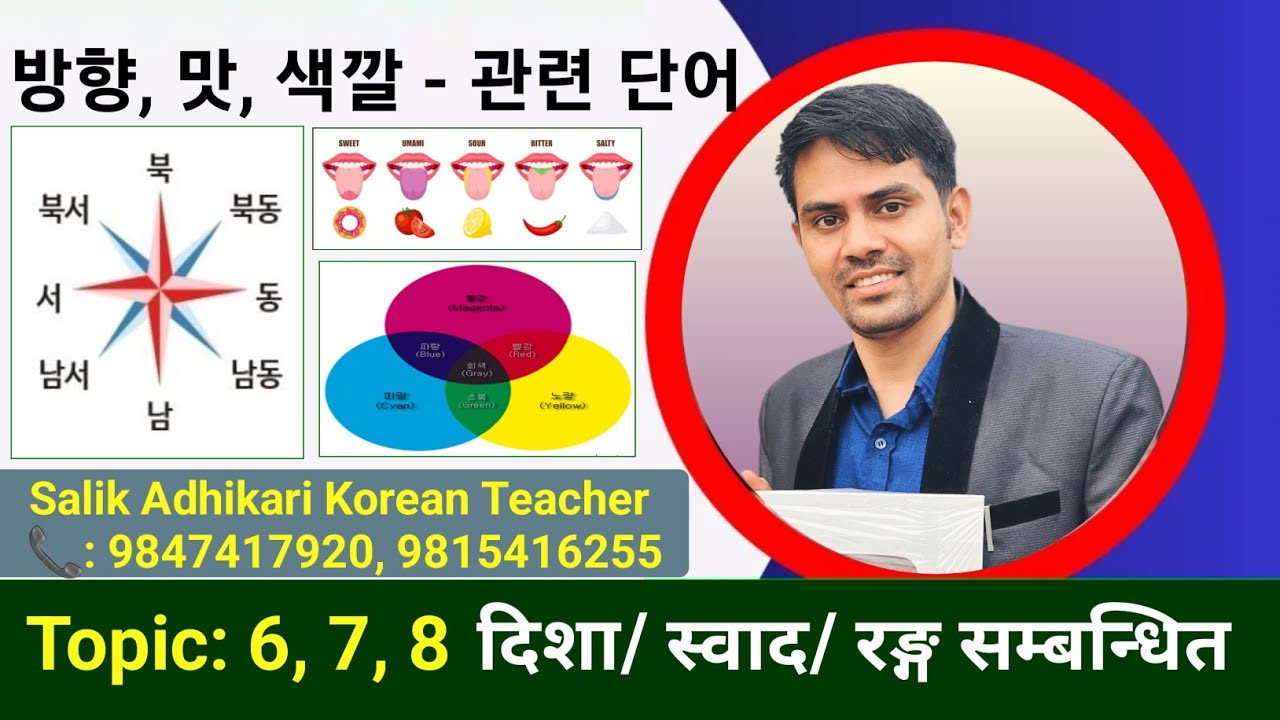 방향, 맛, 색깔 관련 단어 | कोरियन भाषा पास गर्नको लागि महत्त्वपूर्ण मिनिङ | Salik Adhikari Korean Teacher