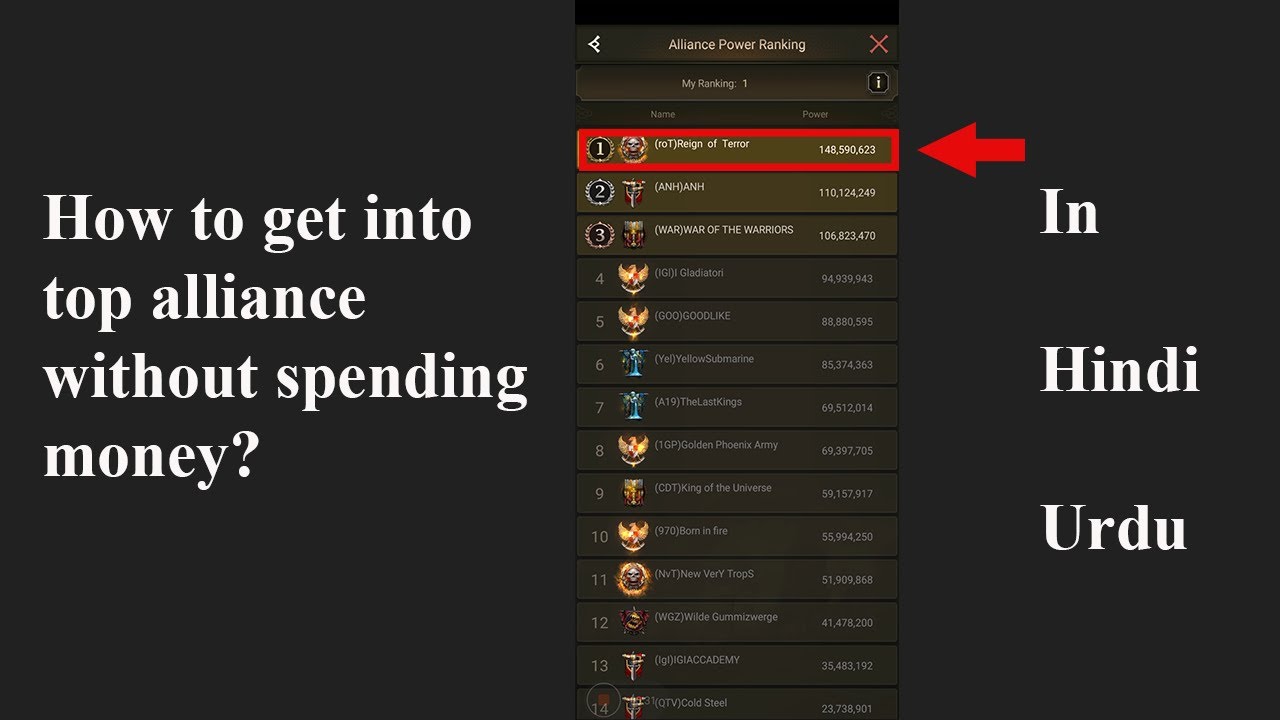 Rise of Empires - How to get into top alliance in the state - in hindi/urdu
