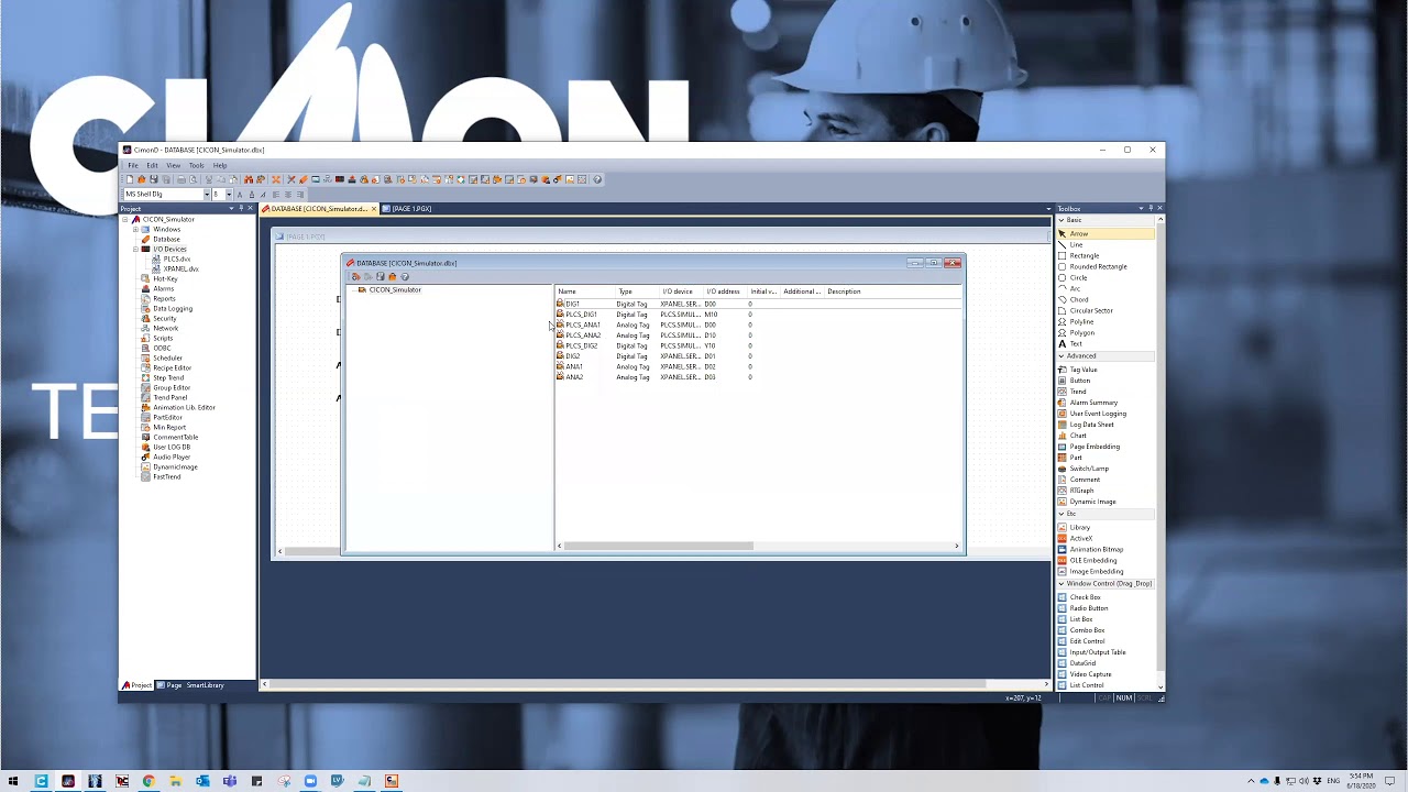 CIMON CICON PLC Software Simulator working with UltimateAccess SCADA and Xpanel HMI Touch Panel
