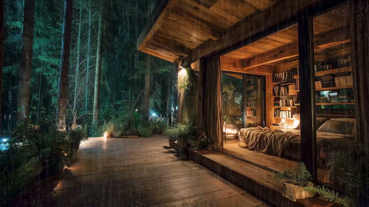 Cozy Forest Bedroom In The Rain  Gentle Rainfall That Melts Stress And Helps You Sleep Fast