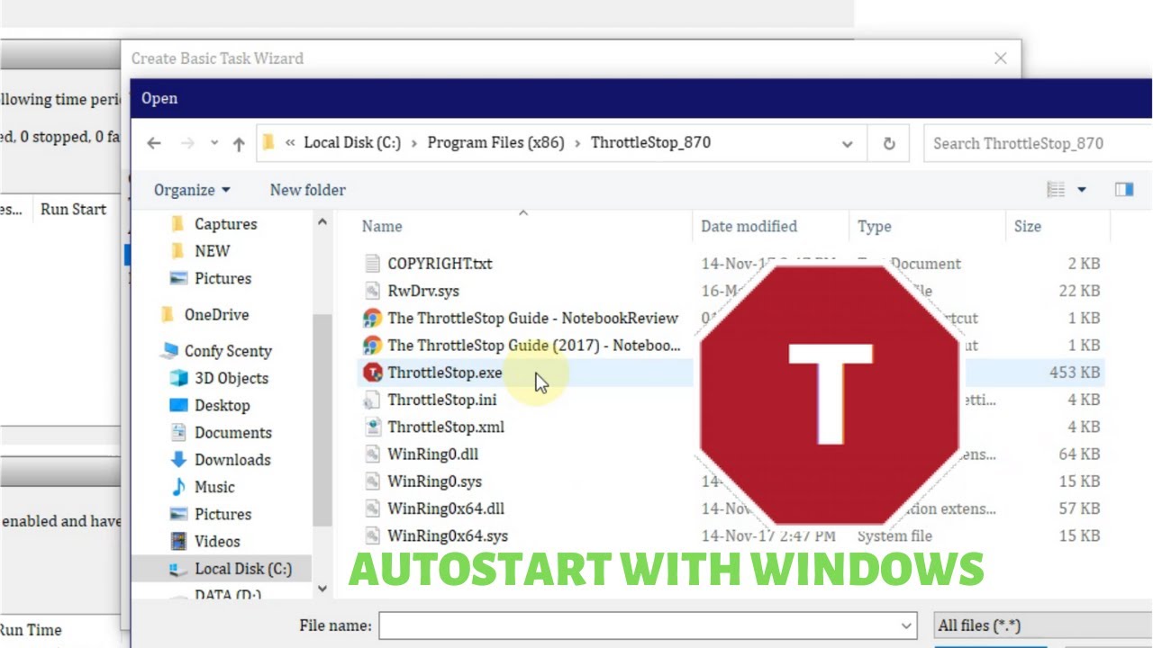 How to make Throttlestop Autostart with Windows