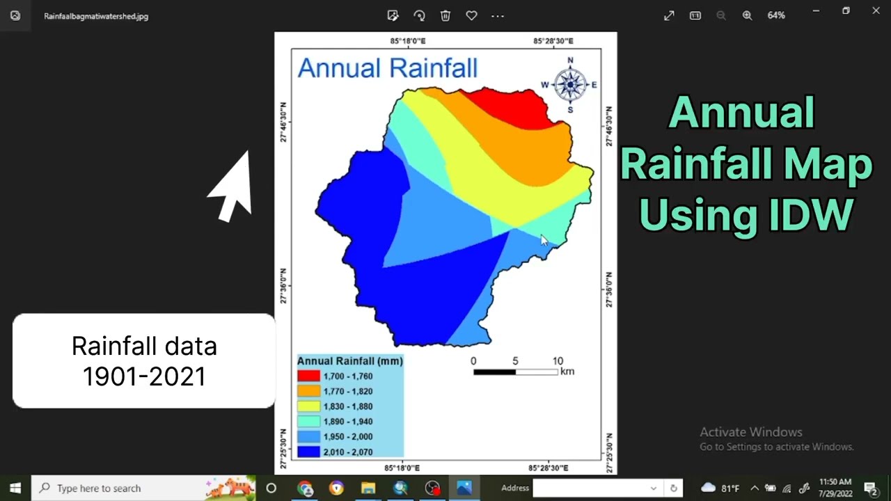 Download Annual Rainfall data and prepare annual map using IDW