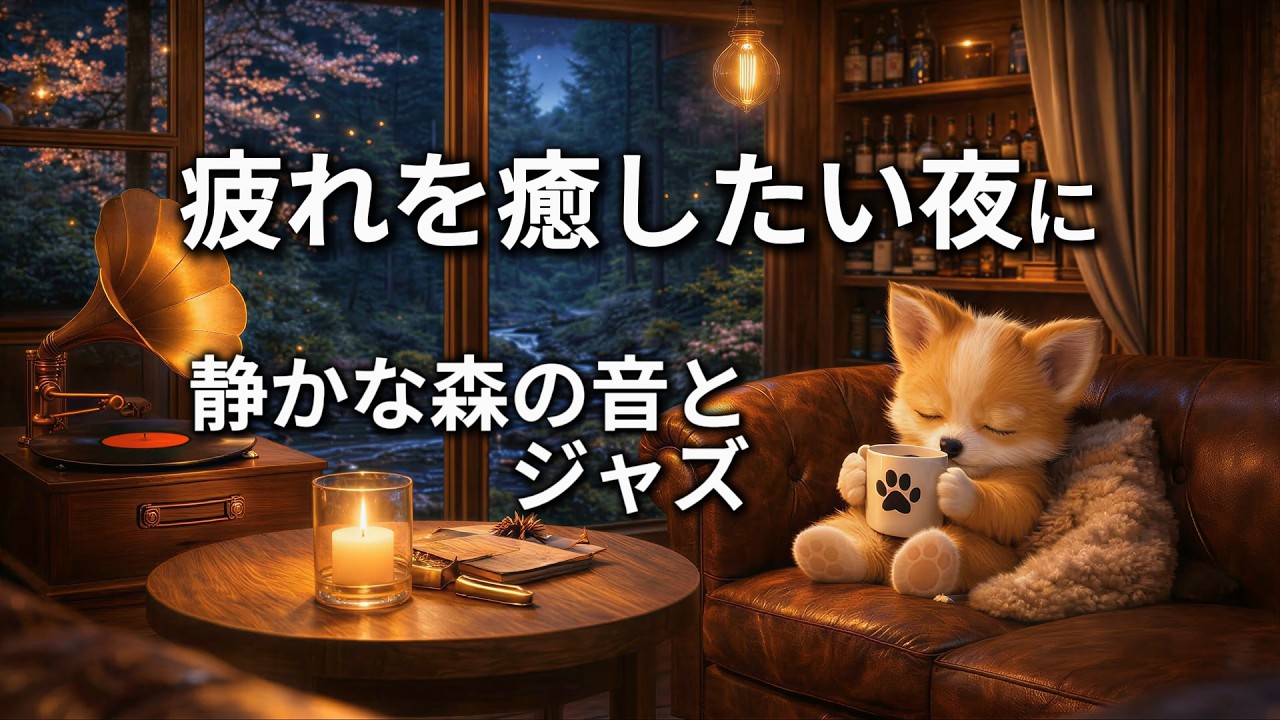 疲れを癒したい夜に🌙静かな森の音とやさしいジャズでぐっすり眠る | Calm Forest Night Jazz