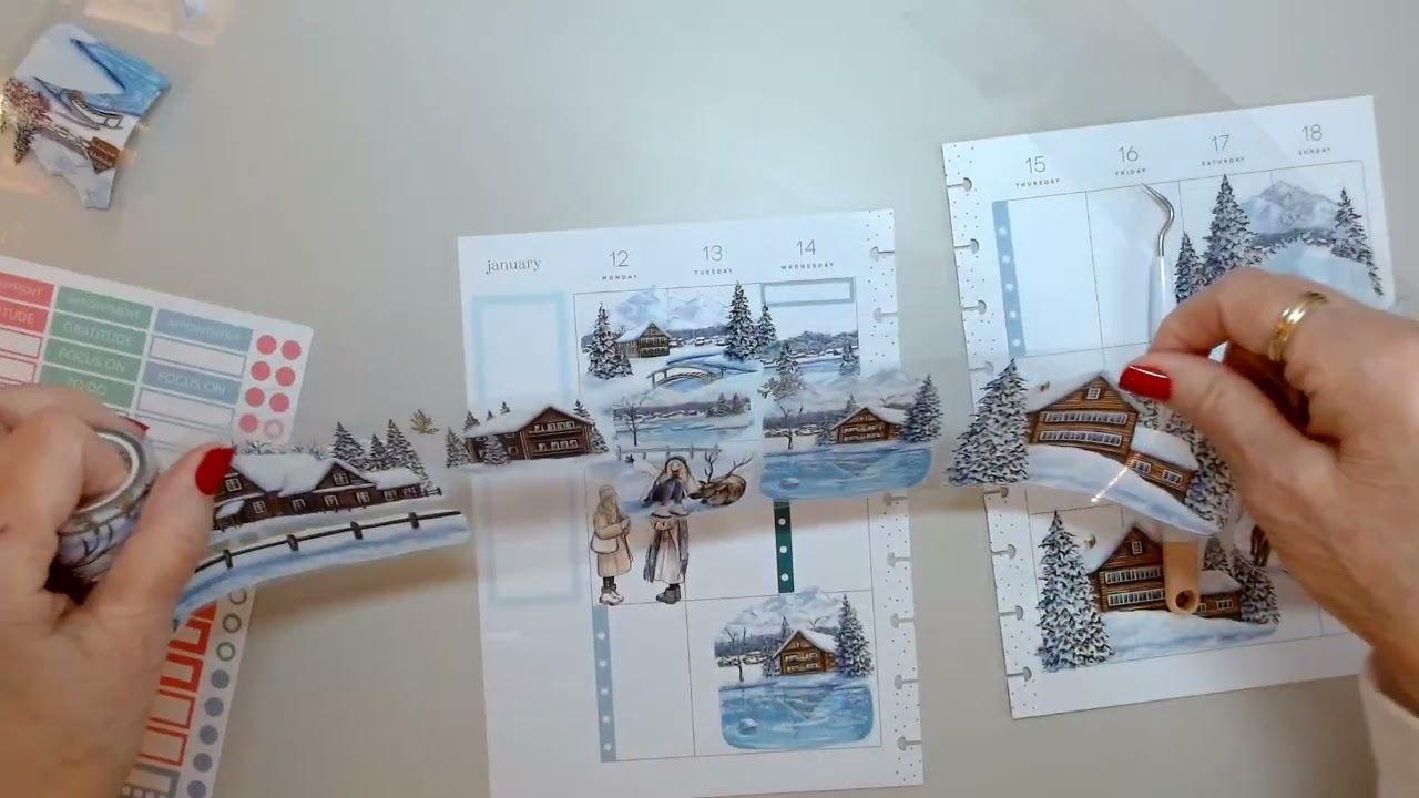 12-18 января - Вертикальная разметка Happy Planner - Зимняя сцена из магазина декоративного скотча