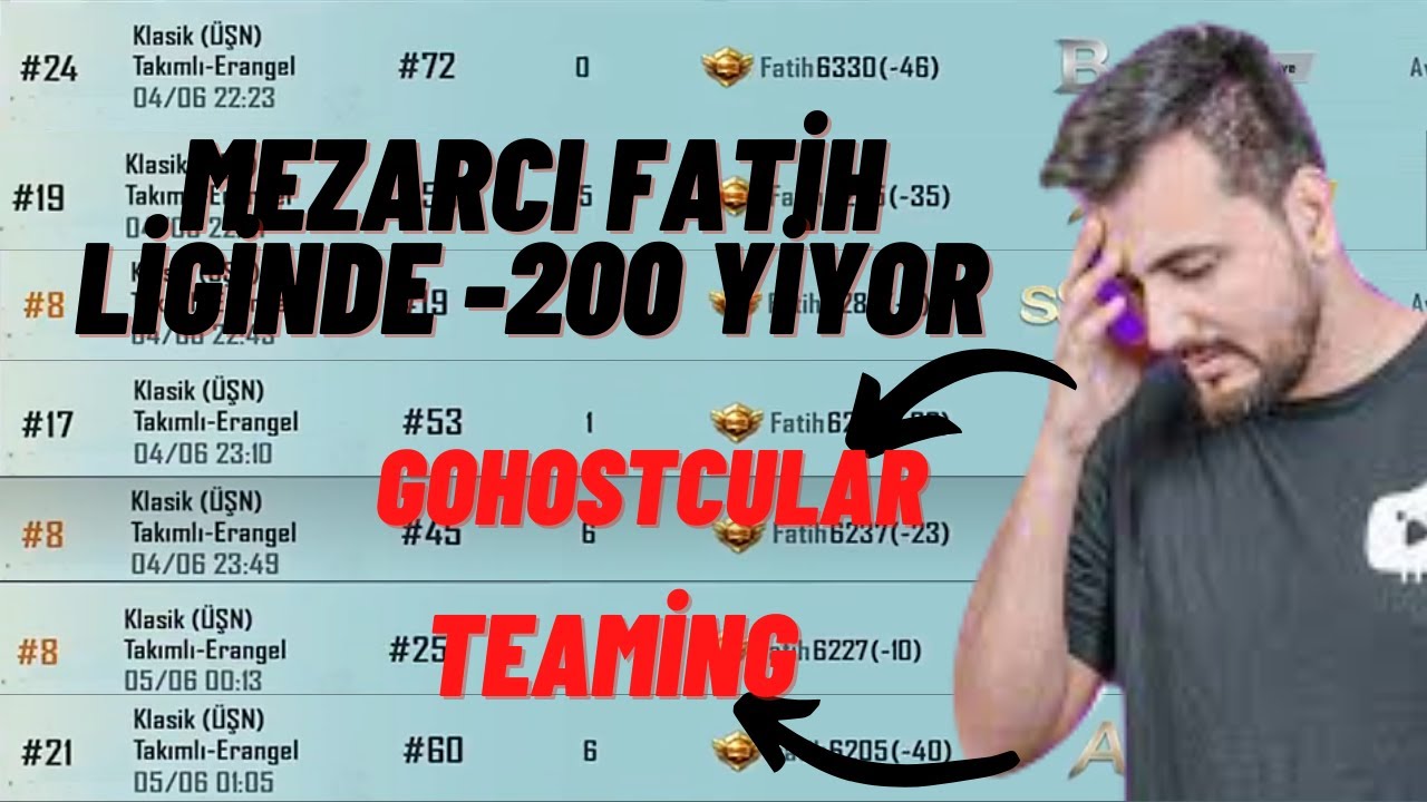 MEZARCI FATİH LİGİNDE TEAMİNG VE GHOSTCULAR YÜZÜNDEN -200 YİYOR | PUBG MOBİLE