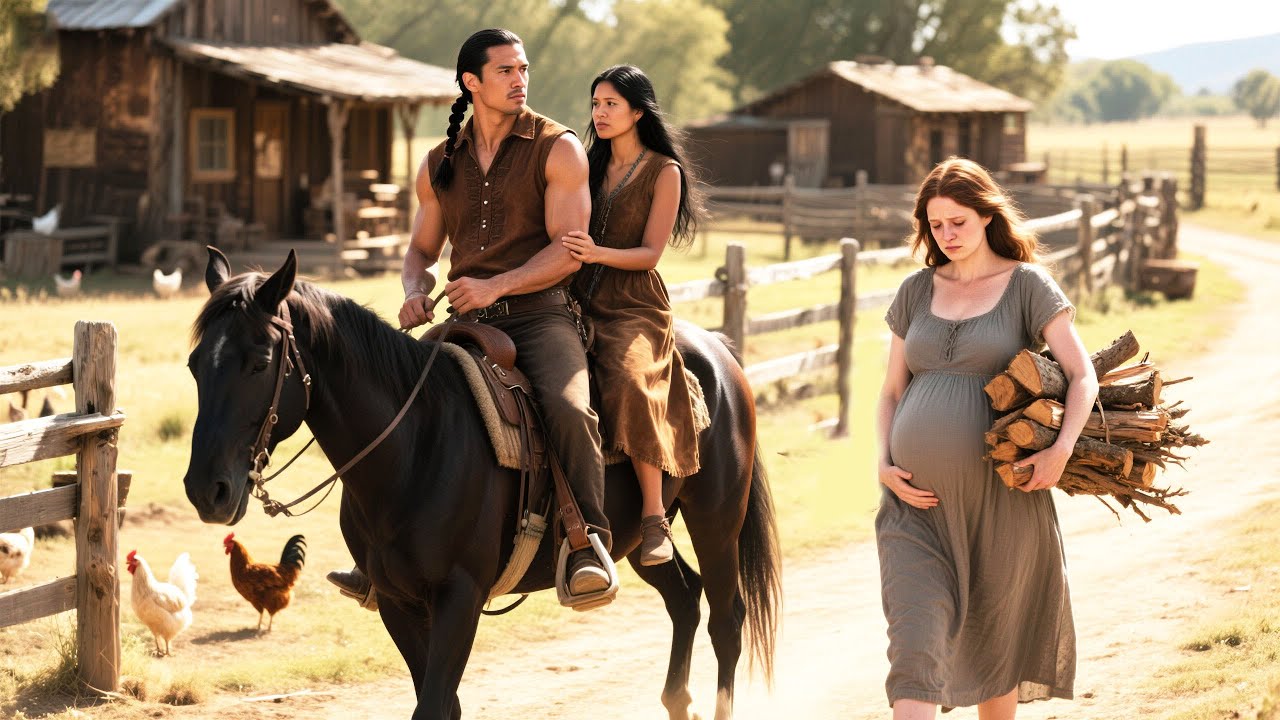 Apache Man Rides With New Girlfriend but Freezes When He Sees His Pregnant Ex Wife Carrying Firewood