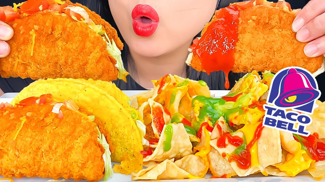 ASMR Taco Bell NAKED CHALUPA, CRUNCHY TACO & NACHOS MUKBANG | Eating Show | ASMR Phan
