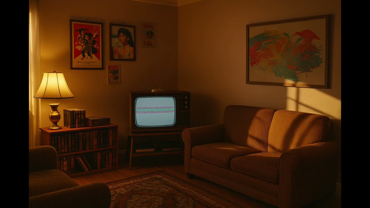 🎷 70s Cozy Vintage Living Room Ambience 📺 Warm Lamp Light & Retro TV Static