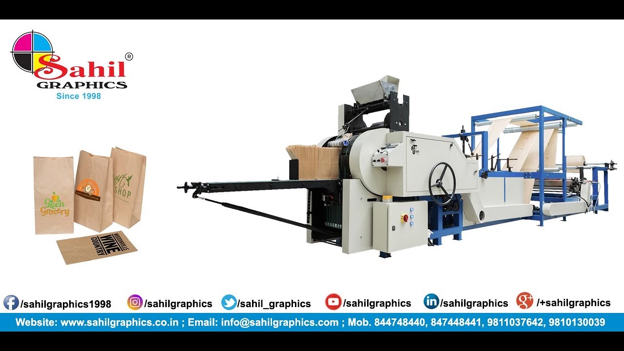 PAPER BAG MAKING WITH PRINTING MACHINE | HIGH SPEED | SAHIL GRAPHICS | Check Description Contact Us
