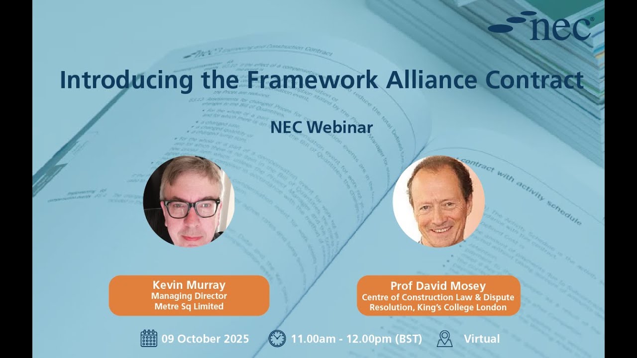 Webinar: Introducing the Framework Alliance Contract | NEC Contracts