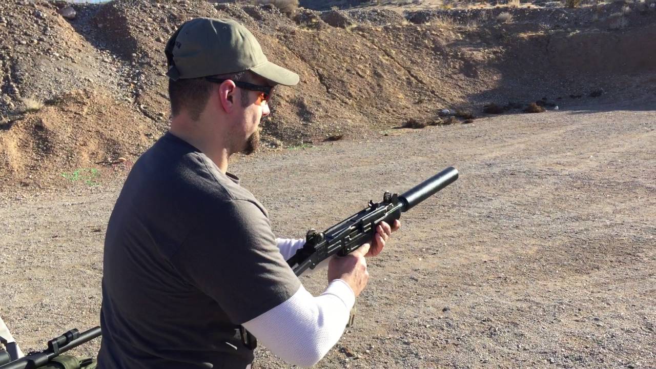Erik with the Bowers .45 Versa Suppressor in an IMI UZI 9mm