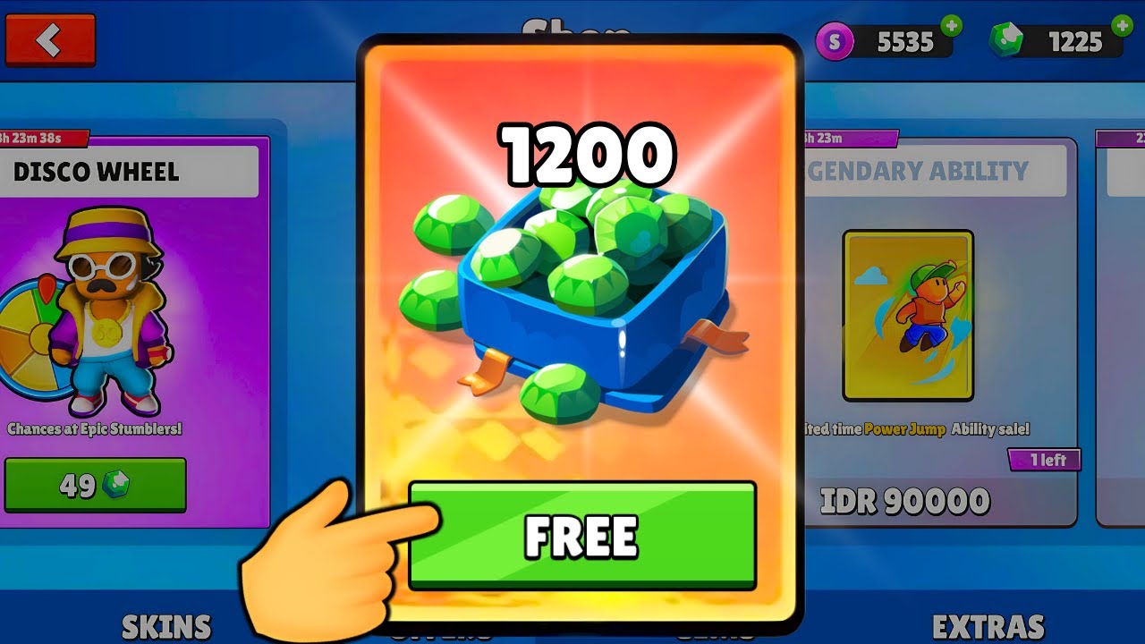 SECRET TRICK TO GET 1200 GEMS FAST IN STUMBLE GUYS!
