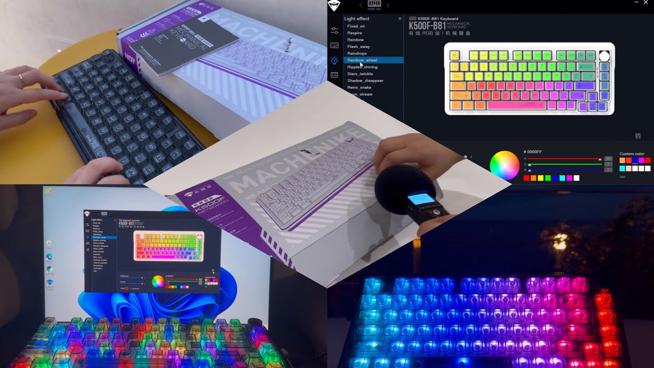 АСМР 🤩мой красочный Клавиатура RGB backlight🔥MACHENIKE K500F 🤍отмена бокса, трассировка, печатка✨