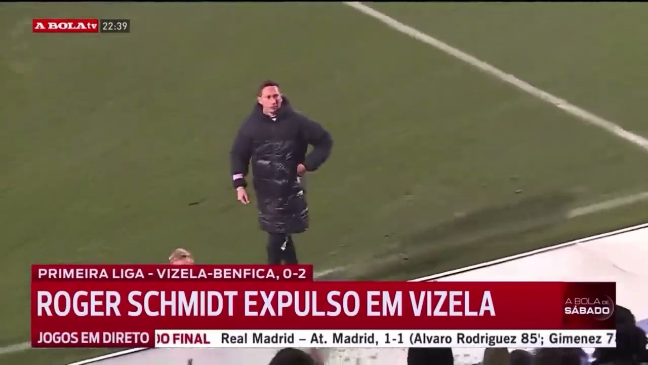 Roger Schmidt leva com garrafa de &aacute;gua no Vizela vs Benfica