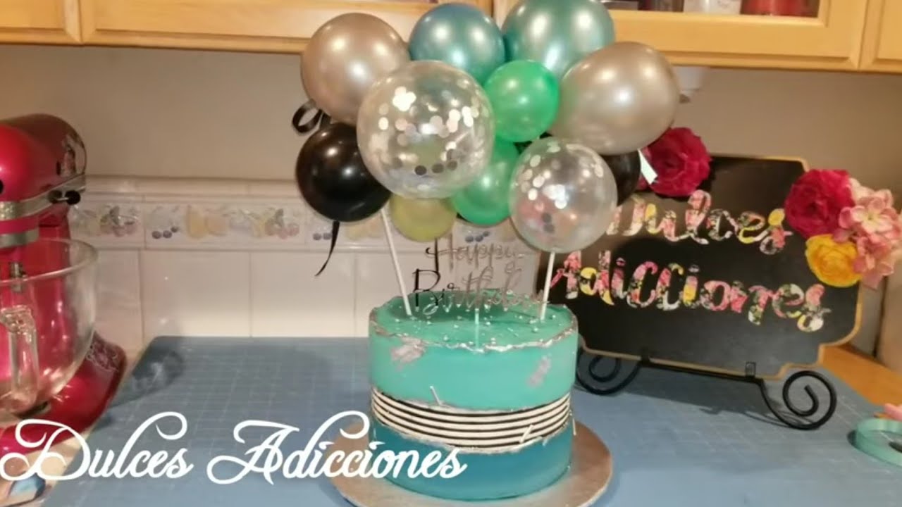 #240 Decoración: Pastel Fault Line con lineas y globos  August 31, 2020