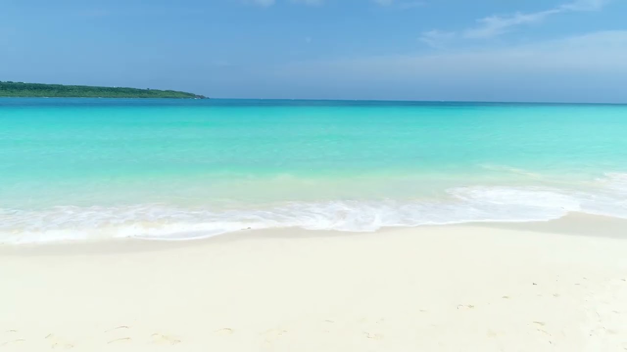 🌊Light Blue Sea Lapping on White Sand Shore🌊