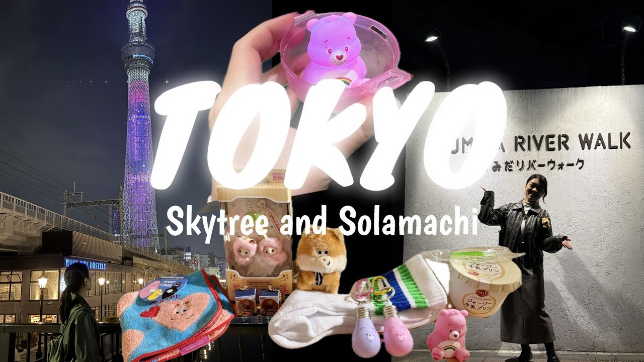 [Tokyo travel vlog] Day 1 around Skytree: Oyakodon, cute shopping, gacha. and night walk