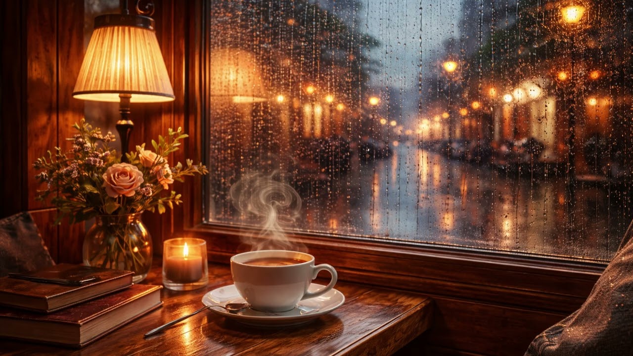 Peaceful Synth Lofi Chillhop Guitar & Rain Ambience for Gentle Closure ☕ 🌧️ 💡