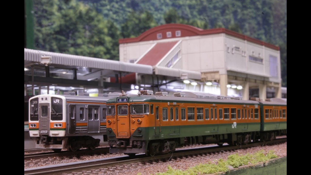 【再編集版・Nゲージ】JR東海道線113系＆211系 内装塗装＆ウェザリング レイアウト走行シーン【4K 鉄道模型】