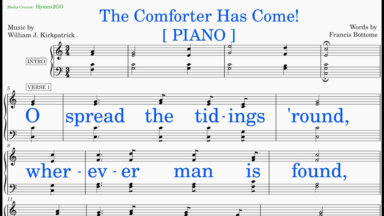 The Comforter Has Come (Kirkpatrick - Bottome) [v2] Piano