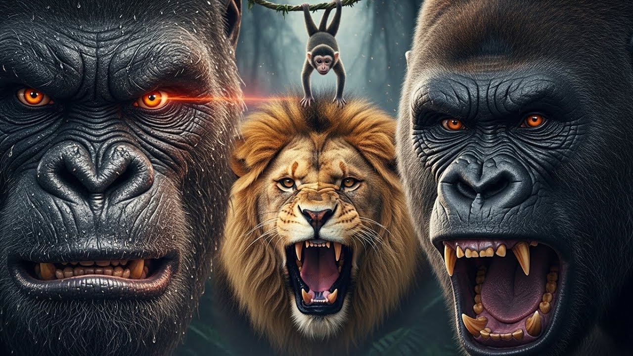 King Kong vs Lion vs Gorilla — The Ultimate Jungle Battle Caught in Action