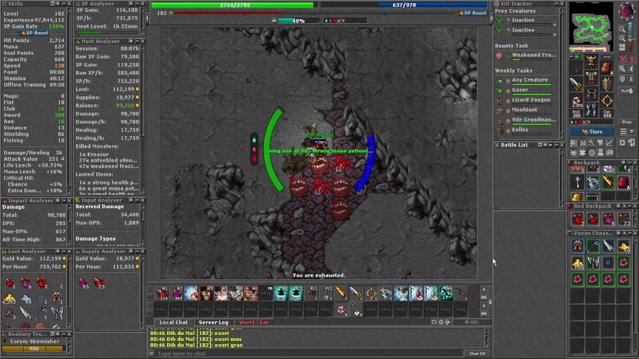 Tibia Knight do 1 ao 1000 - 15/02/26 - Bestiary e Profit Enfeebled Silencer e Weakened Frazzlemaw