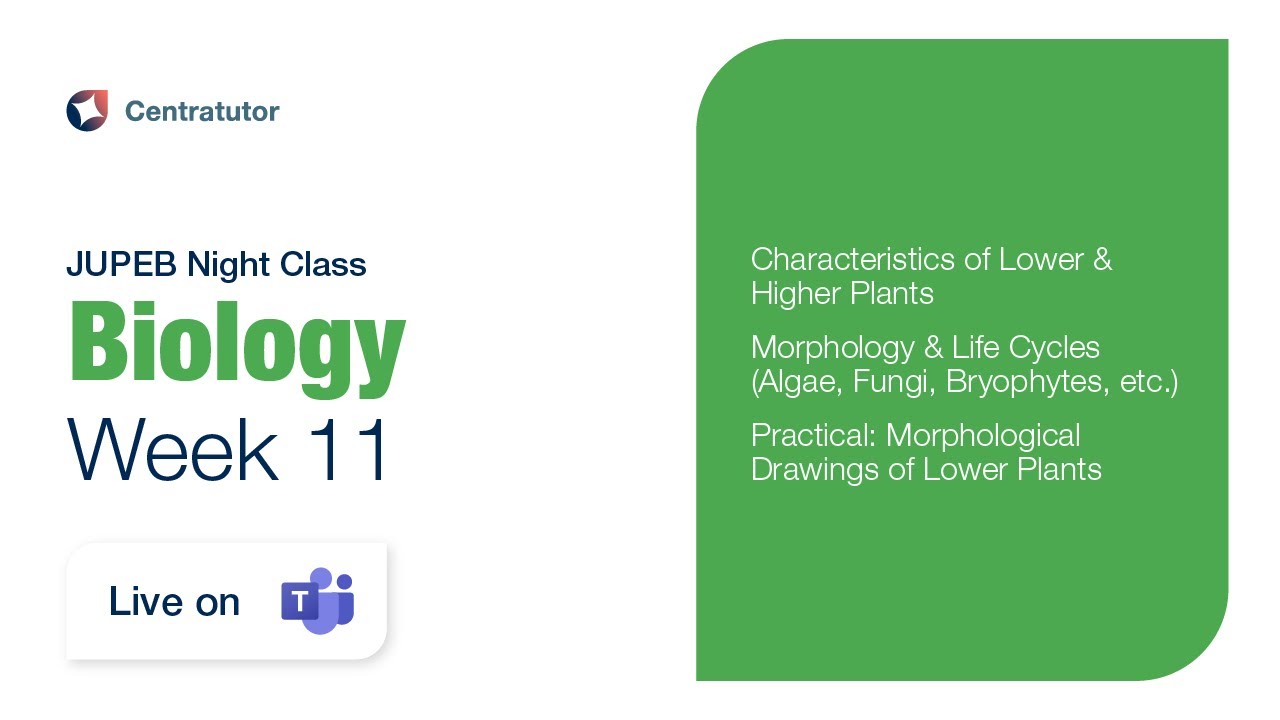 JUPEB Biology Night Class 2025 - Week 11
