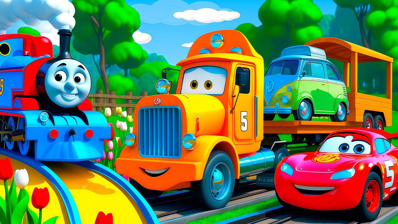 Choose The Right Door With Tires Mcqueen, JCB, Tractor, Car, School Bus, Truck 3D Vehicle Game