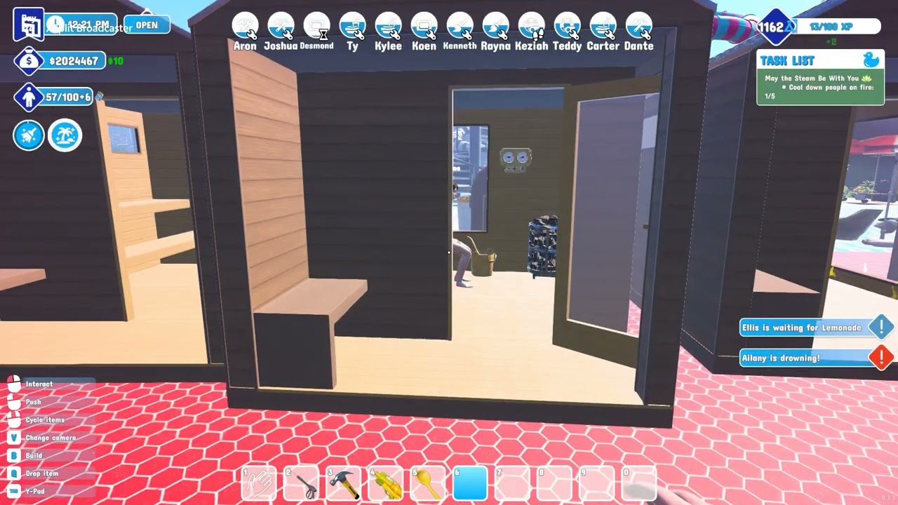 Waterpark Simulator Wellness Update How to Do The Cool Down People On Fire Quest
