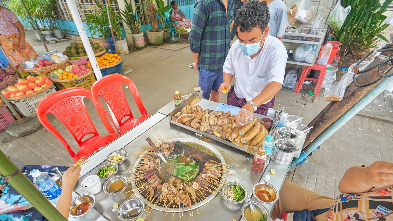 Burmese Pork Skewer in Yangon - ရန်ကုန်မြို့က အသန့်ဆုံး ဝက်သားတုတ်ထိုး