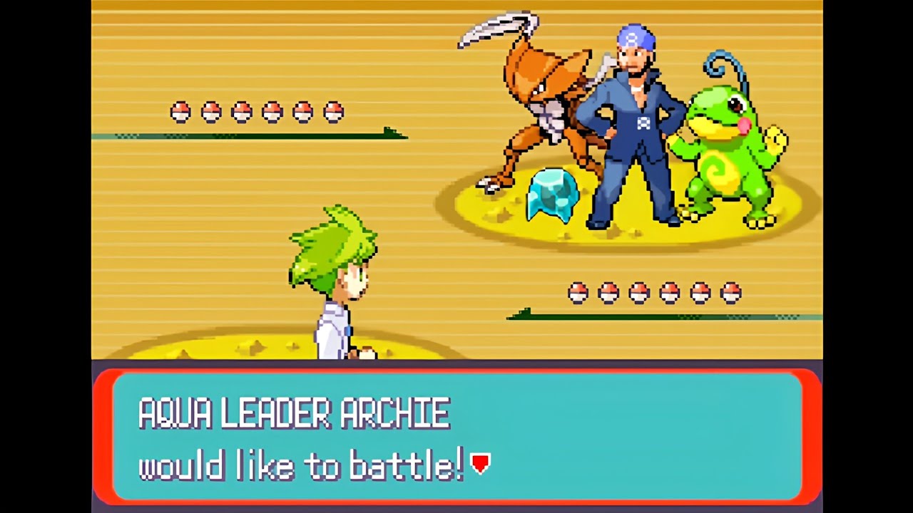 Pokemon Emerald: Wally's Quest - Aqua Leader Archie @ Seafloor Cavern, Kyogre (Doubles, Hard Mode)