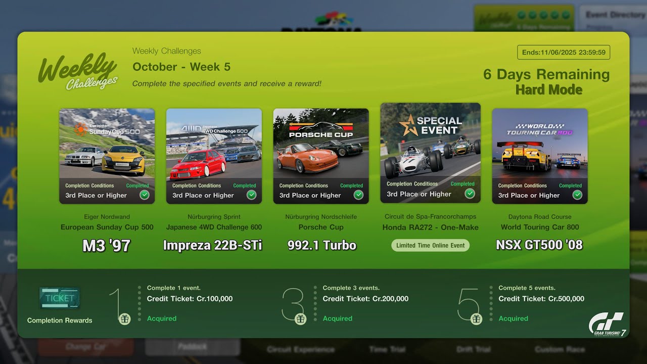 Gran Turismo 7 | Weekly Challenges October 2025 WK.5 - Honda RA272 1-Make & WTC800 Daytona [PS5Pro]