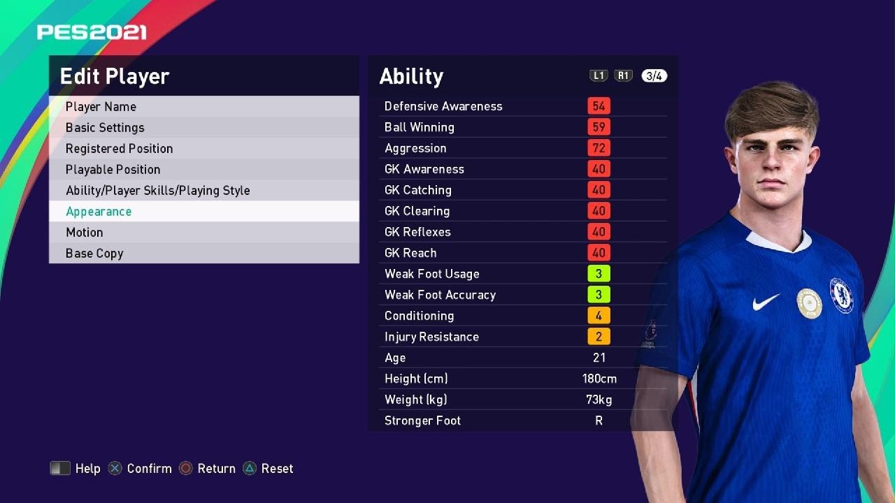 FC  CHELSEA /SEASON-25/26 -PES 2021 -BASE COPY - WINTER  SQUAD