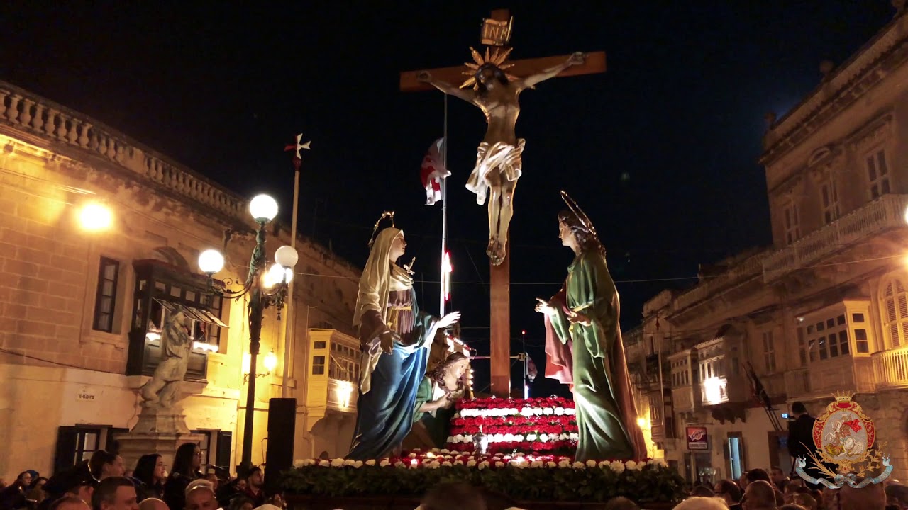 Il-Banda San Ġorġ Martri fid-dħul tal-Purċissjoni tal-Ġimgħa Kbira 2019 f'Ħal Qormi